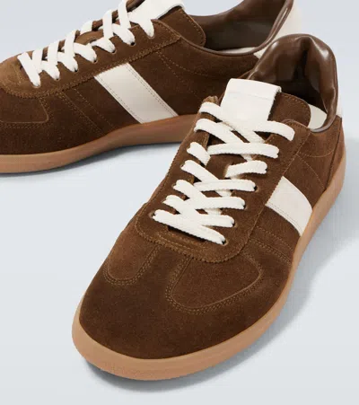 Tom Ford Suede Sneakers With Contrast Stripe And Rubber Sole