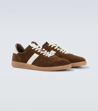 Tom Ford Suede Sneakers With Contrast Stripe And Rubber Sole