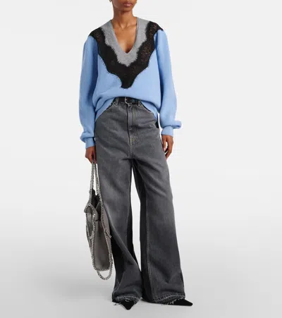 Stella Mccartney Lace-trimmed Virgin Wool Sweater