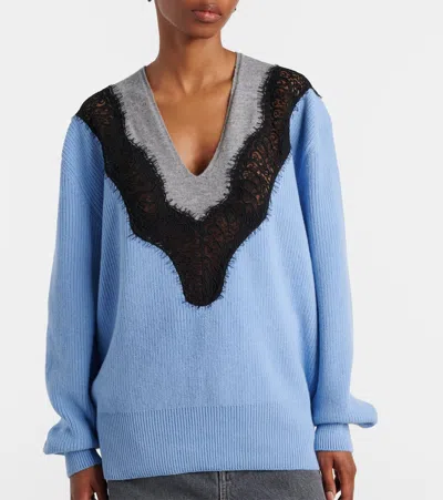 Stella Mccartney Lace-trimmed Virgin Wool Sweater
