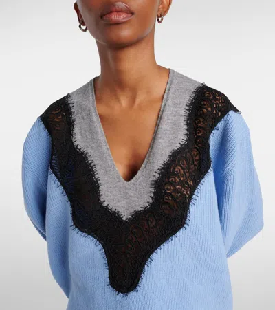 Stella Mccartney Lace-trimmed Virgin Wool Sweater