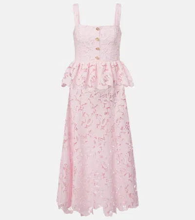 Self-portrait Peplum Midi Dress In Pink