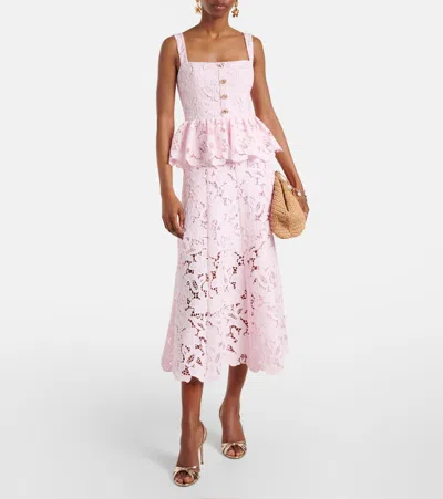 Self-portrait Peplum Midi Dress In Pink