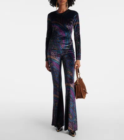 Etro Velvet Top In Blue