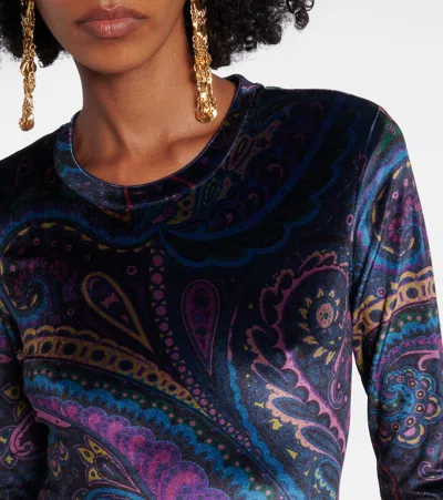 Etro Velvet Top In Blue