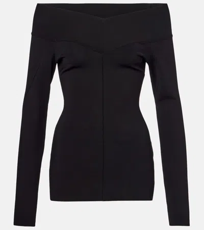 Stella Mccartney Boat-neck Long-sleeve Top In Black