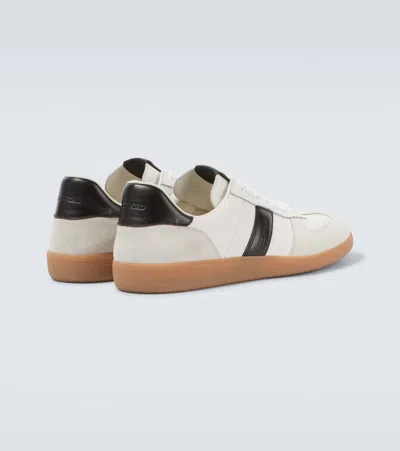 Tom Ford Archer White Low Top Sneakers With Logo Lettering On Tongue And Heel And Contrasting Heel In Leather In White