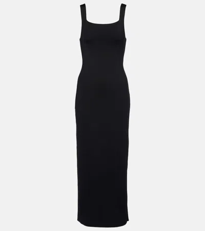 Khaite Dixi Square-neck Sleeveless Knit Maxi Dress In Black