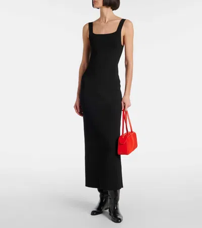 Khaite Dixi Square-neck Sleeveless Knit Maxi Dress In Black