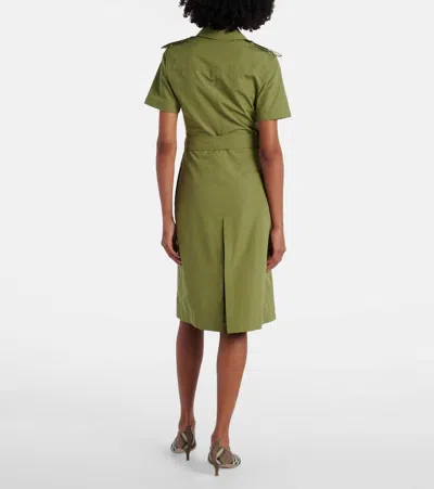 Burberry Belted Cotton Shirt Dress In Green