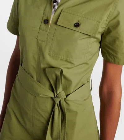Burberry Belted Cotton Shirt Dress In Green