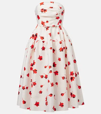 Self-portrait Floral Strapless Midi Dress With Belted Waist