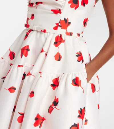 Self-portrait Floral Strapless Midi Dress With Belted Waist