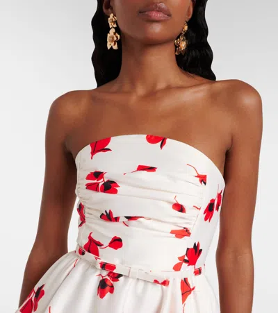 Self-portrait Floral Strapless Midi Dress With Belted Waist