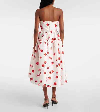 Self-portrait Floral Strapless Midi Dress With Belted Waist