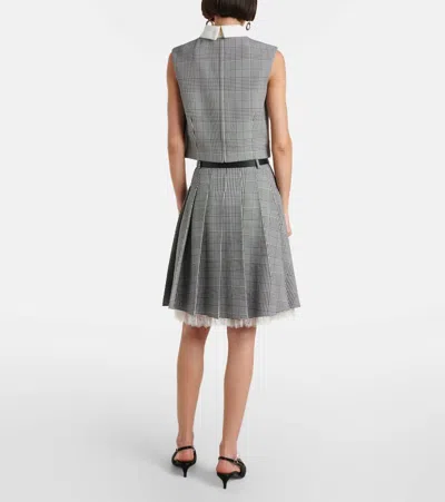 Self-portrait Prince Of Wales Pleated Midi Skirt In Gray