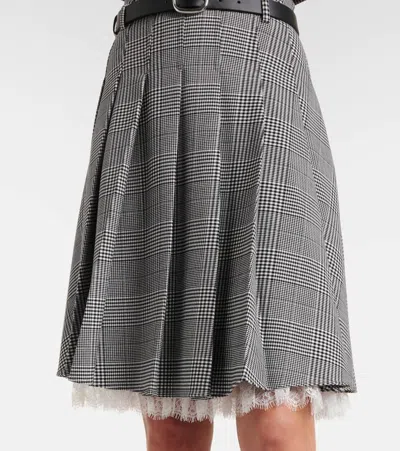 Self-portrait Prince Of Wales Pleated Midi Skirt In Gray