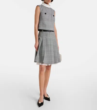 Self-portrait Prince Of Wales Pleated Midi Skirt In Gray