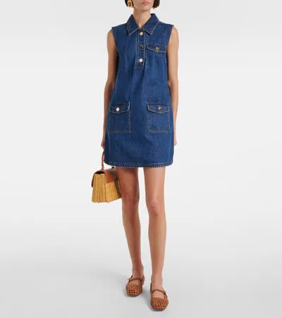 Self-portrait Self Portrait Women Denim Sleeveless Mini Dress In Blue
