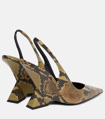 Attico Cheope 105 Leather Slingback Mules In Black