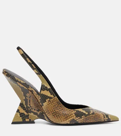 Attico Cheope 105 Leather Slingback Mules In Black