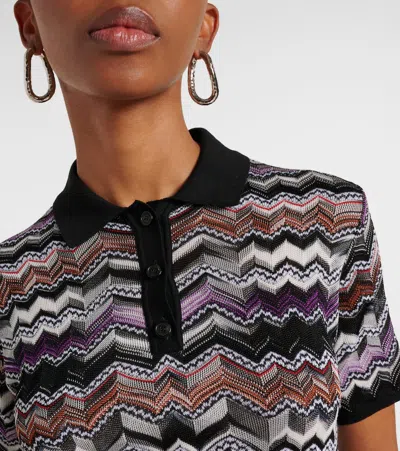 Missoni Zigzag Knitted Polo Shirt In Blue