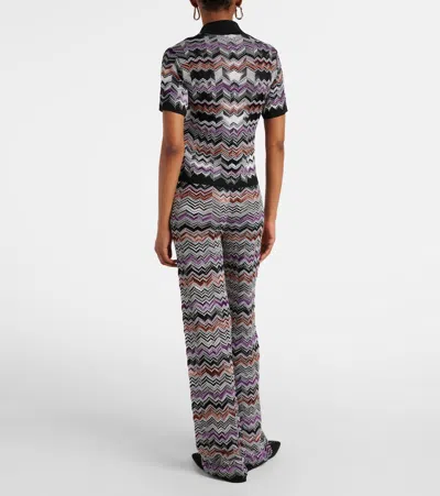 Missoni Zigzag Knitted Polo Shirt In Blue