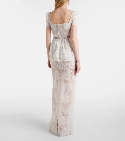 Self-portrait Bow-detail Tulle Lace Maxi Dress