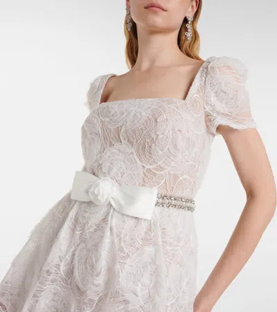 Self-portrait Bow-detail Tulle Lace Maxi Dress