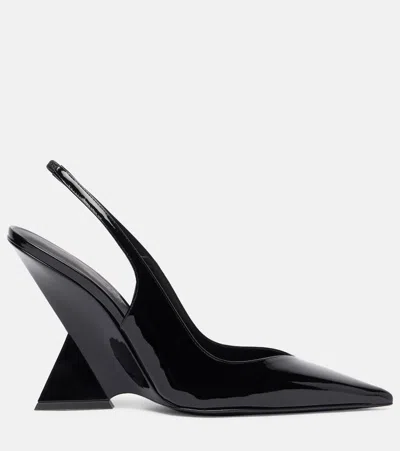Attico Cheope 105 Leather Slingback Mules In Black