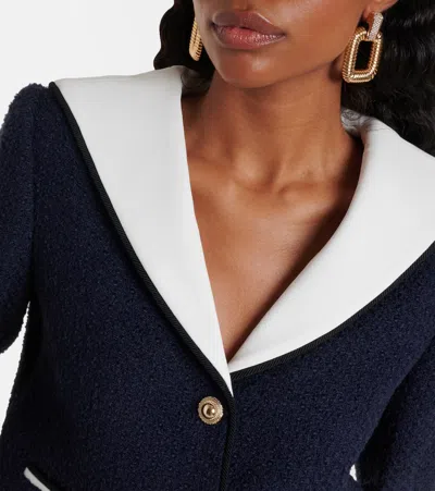 Self-portrait Self Portrait 'navy Boucle Contrast Collar' Blazer