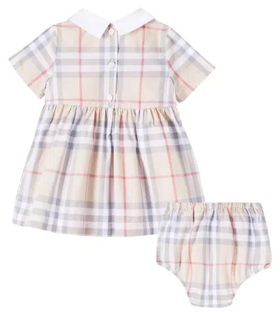 Burberry Baby  Check Dress And Bloomers Set In Brown