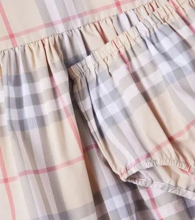 Burberry Baby  Check Dress And Bloomers Set In Brown