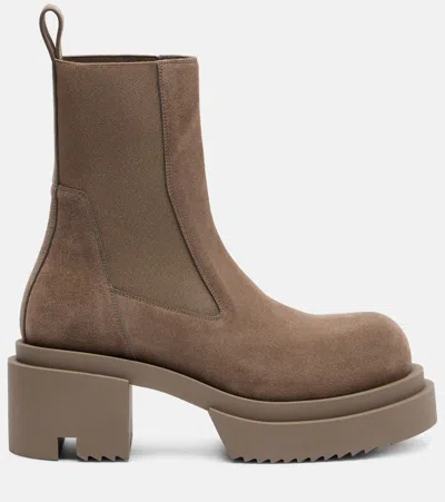 Rick Owens Beatle Suede Platform Chelsea Boots