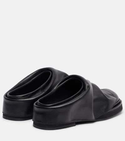 Attico Black Leather Mules