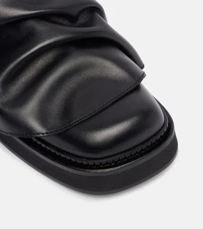 Attico Black Leather Mules