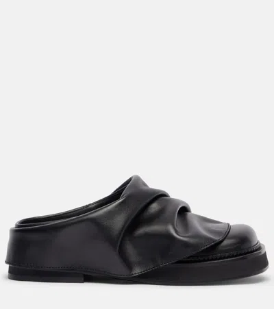 Attico Black Leather Mules