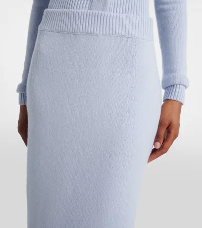 Carolina Herrera Wool-cashmere Knit Midi Pencil Skirt In Blue