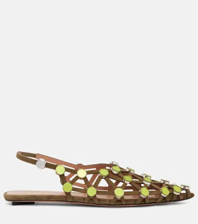 Attico Grid Embellished Ballet Flats