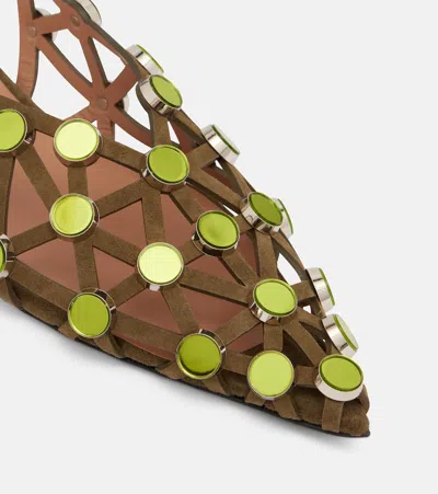 Attico Grid Embellished Ballet Flats