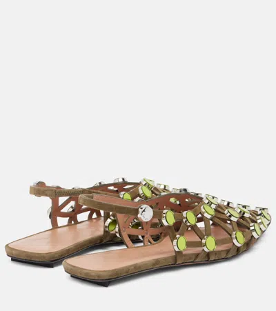 Attico Grid Embellished Ballet Flats