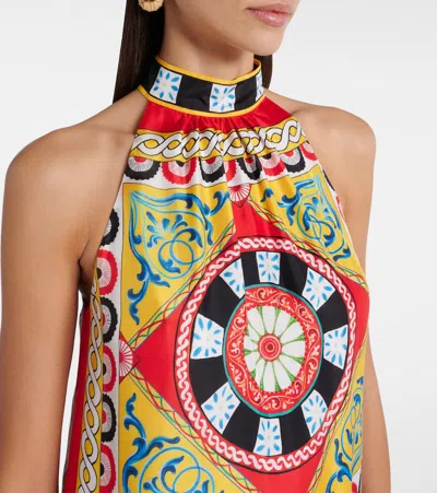 Dolce & Gabbana Taormina Printed Halterneck Silk Gown