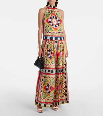 Dolce & Gabbana Taormina Printed Halterneck Silk Gown