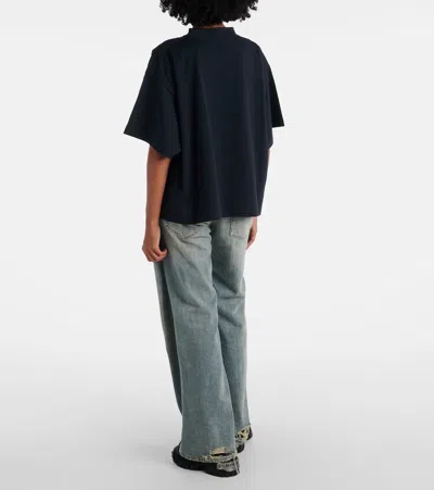 Balenciaga Faded Black T-shirt With Central Print And Wide Fit.