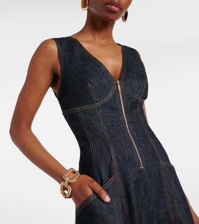 Self-portrait V-neck Denim Midi Dresses