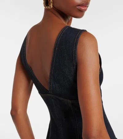 Self-portrait V-neck Denim Midi Dresses