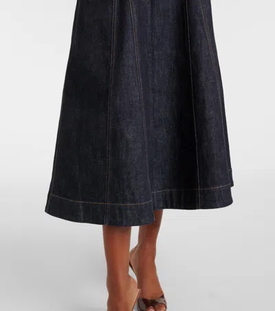 Self-portrait V-neck Denim Midi Dresses