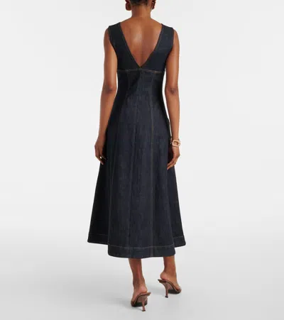 Self-portrait V-neck Denim Midi Dresses
