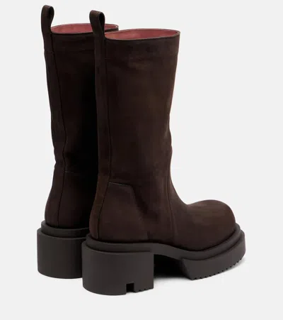 Rick Owens 60mm Bogun Platform Combat Boots In Brown