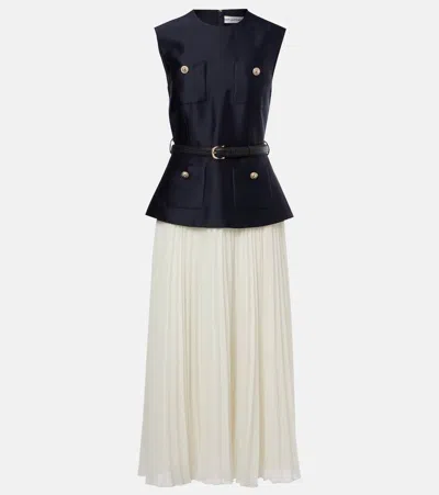 Self-portrait Womens Pleated Sleeveless Woven Midi Dress Blue